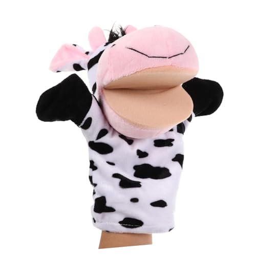 HOOTNEE Plüsch Kuh Handpuppe mit Beweglichem Mund Kuschelige Tierhandpuppe für Interaktives zur Familieninteraktion und Fantasievollem Geschichtenerzählen und Stocking Stuffer von HOOTNEE