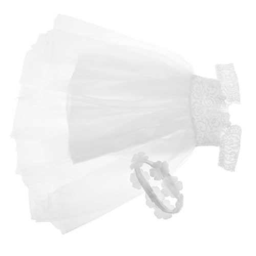 HOOTNEE Puppenkleid Hochzeit für Puppen Elegantes Hochzeitskleid mit Spitzenverzierungen Einfach Anzuziehen Teil Eines für Kreative Outfits Zubehör für Rollenspiele von HOOTNEE