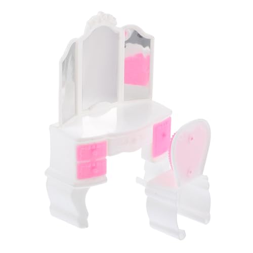 HOOTNEE Simulation Frisiertisch Stuhl Set für Puppenhaus Miniatur Mädchen Rollenspiel für Kreativität und Modebewusstsein für Vorschulen und Indoor Aktivitäten von HOOTNEE
