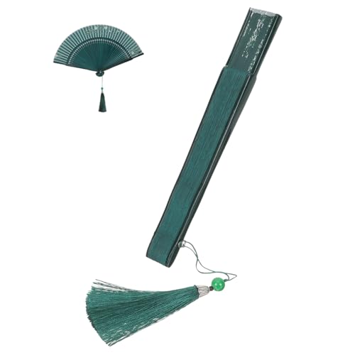 HOOTNEE Vintage Faltfächer Handfächer mit Blumenmuster Orientalischer Cosplay Prop für Frauen Tanz Performance Dekoration Grün Weiß HOOTNEE Vintage Faltfächer Handfächer mit Blumenmuster Orientalischer Cosplay Prop für Frauen Tanz Performance Dekoration Grün Weiß von HOOTNEE
