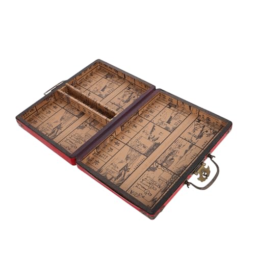 HOOTNEE Vintage Mahjong Aufbewahrungsbox mit Griff Große Kapazität Vielseitig Nutzbar Glatte Kanten für Sichere Handhabung Traditioneller Mahjong Behälter für Zuhause und Unterwegs von HOOTNEE
