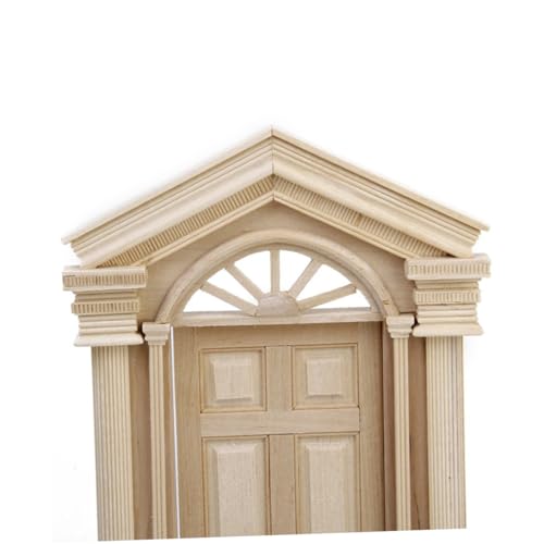 HOOTNEE Zubehör für Puppenhäuser Puppenstubentüren und -Fenster Mini-Puppenhaus Puppenstubentür Maßstab 1 12 Mini Haustür Mini-Haus Holztür Mini-Hausmöbel aus Holz von HOOTNEE