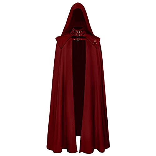 HOOUDO Damen Retro Mittelalter Kleid Frau und Mann Halloween Cosplay Queen Cape Kostüm Teufel Robe zweiteiliges Set Mittelalterliches Kriegerkostüm von HOOUDO