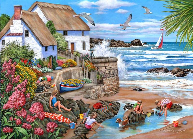 HOP - House of Puzzles Seaspray Cottages 1000 Teile Puzzle House-Of-Puzzles-HP0591 von HOP - House of Puzzles