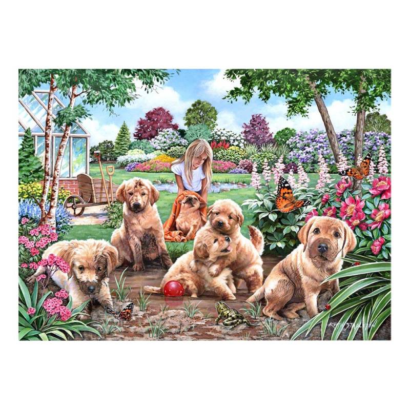 HOP - House of Puzzles XXL Teile - Welpen im Schwammbad 500 Teile Puzzle House-Of-Puzzles-HP0556 von HOP - House of Puzzles