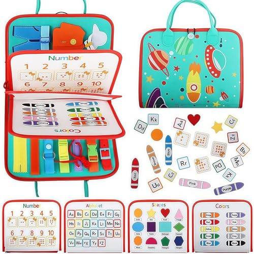HOPASRISEE Toddla Montessori Busy Board, Montessori Busy Board, Toddler Busy Book for Children Aged 18 Months to 5 Years, Sensory Boards Suitable for Home, Car, Travel(D) von HOPASRISEE