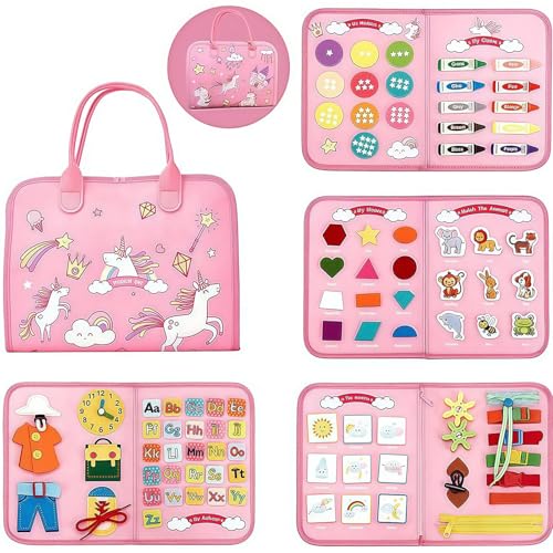 HOPASRISEE Toddla Montessori Busy Board, Montessori Busy Board, Toddler Busy Book for Children Aged 18 Months to 5 Years, Sensory Boards Suitable for Home, Car, Travel(E) von HOPASRISEE