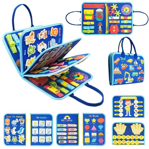 HOPASRISEE Toddla Montessori Busy Board, Montessori Busy Board, Toddler Busy Book for Children Aged 18 Months to 5 Years, Sensory Boards Suitable for Home, Car, Travel(G) von HOPASRISEE