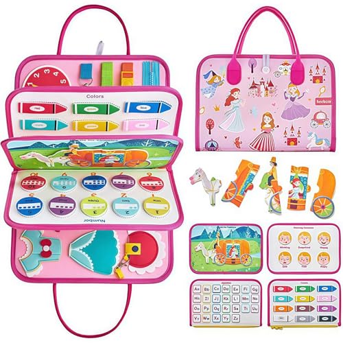 HOPASRISEE Toddla Montessori Busy Board, Montessori Busy Board, Toddler Busy Book for Children Aged 18 Months to 5 Years, Sensory Boards Suitable for Home, Car, Travel(I) von HOPASRISEE