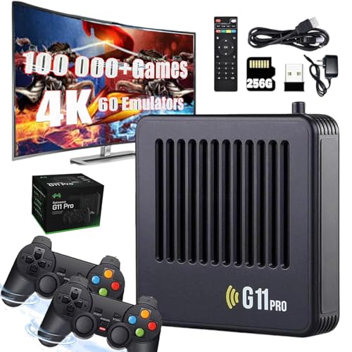 Retrowave G11 Pro, 2025 New Retro Wave G11 Pro 100000 Spiele, 4k HD Retro Game Console, Portable Plug & Play Video Games with 2/4 Wireless Dual Controllers (256G,2 Controllers) von HOPASRISEE