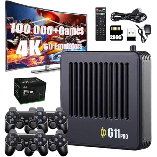 Retrowave G11 Pro, 2025 New Retro Wave G11 Pro 100000 Spiele, 4k HD Retro Game Console, Portable Plug & Play Video Games with 2/4 Wireless Dual Controllers (256G,4 Controllers) von HOPASRISEE
