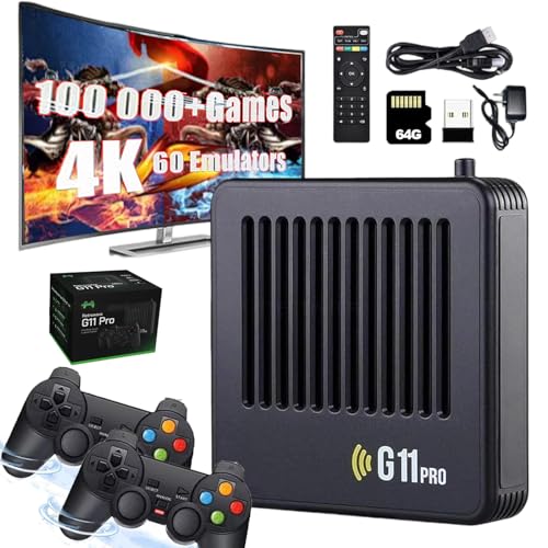 Retrowave G11 Pro, 2025 New Retro Wave G11 Pro 100000 Spiele, 4k HD Retro Game Console, Portable Plug & Play Video Games with 2/4 Wireless Dual Controllers (64G,2 Controllers) von HOPASRISEE