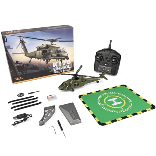 HOPBLOCK WL K170 Black Hawk UH-60L Ferngesteuertes Helicopter, 170 Größe 2.4G 4CH RC Helikopter mit optischer Flusspositionierung (Mit DREI Batterien) von HOPBLOCK