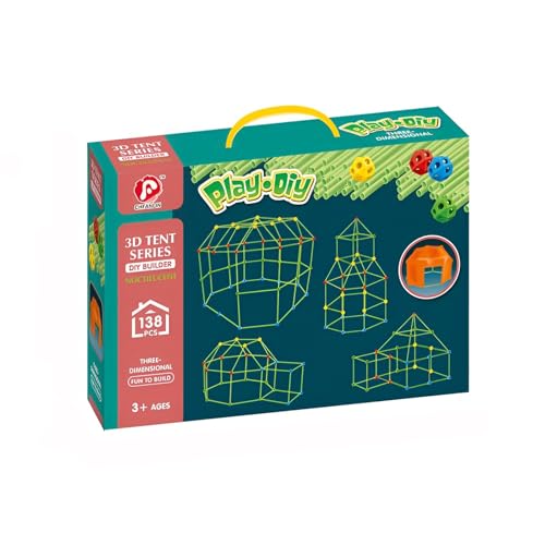 HOPEYHFM 138pcs DIY Kinder Konstruktionsspielzeug, Outdoor Spielzeug, Kids Fort Building Kits, Play Tent, Höhle Bauen Kinder Bauspielzeug, für Mädchen, Jungen, Indoor, Outdoor (Leuchtend) von HOPEYHFM