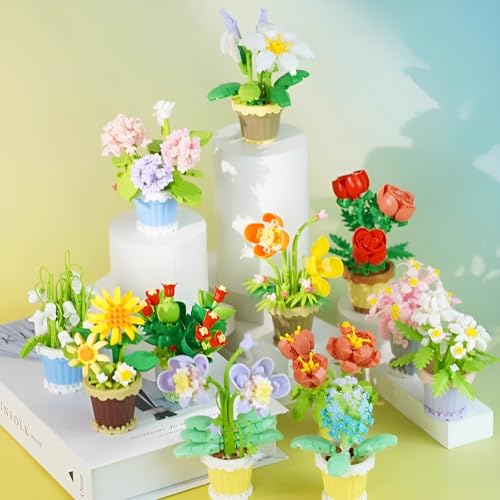 HOPEYHFM Blumen Pflanzen Mini Bausätze Spielzeug, Blüte Succulent Bonsai Bausteine, Simulation Topf Pflanze Partikel, Blume Botanische Sammlung, Bauprojekt Erwachsene, für Frauen Kinder 10+ (Stil 5) von HOPEYHFM