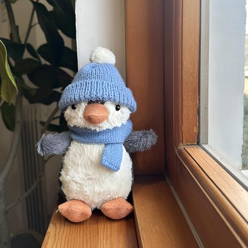 HOPEYHFM Kuscheltier Pinguin, Flauschiger Stofftier zum Kuscheln und Spielen, Schmusetier Geschenk, Weiches Kuscheliges Pinguin Plüschtier für Kinder, Valentinstag, Geburtstag (Blau) von HOPEYHFM