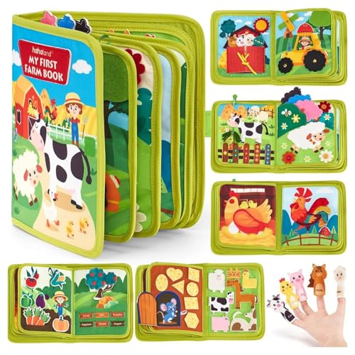 HOPEYHFM Montessori Spielzeug ab 1 Jahr, Quiet Book mit Bauernhof Thema, 20-in-1 Busy Board Weichem Filz für Frühe Bildung, Activity Board Kleinkinder Lernspielzeug, für Reise Auto Flugzeug von HOPEYHFM