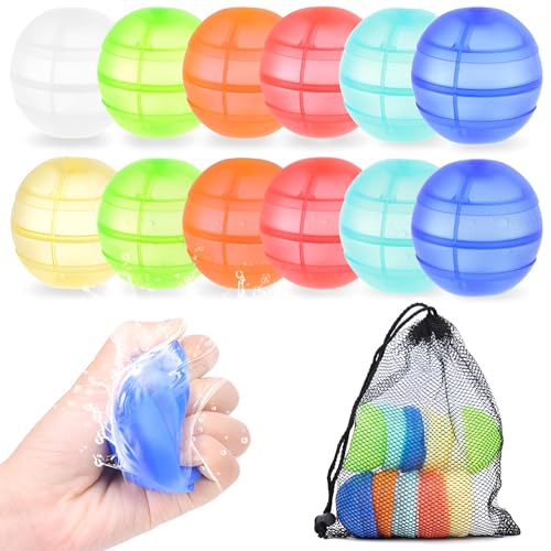 Hopeyhfm 12 Stück Wasserbomben Wiederverwendbar, Schnell befüllbare Silikon Spritzbälle für Kinder Erwachsene, Outdoor Sommerspaß Wasserspielzeug für Pool, Party, Strand,Wasserpark, Familienspiel Hopeyhfm 12 Stück Wasserbomben Wiederverwendbar, Schnell befüllbare Silikon Spritzbälle für Kinder Erwachsene, Outdoor Sommerspaß Wasserspielzeug für Pool, Party, Strand,Wasserpark, Familienspiel von HOPEYHFM