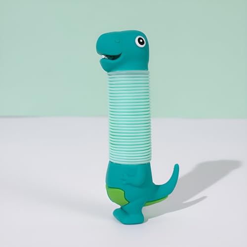 Hopeyhfm 4 Stück Einhorn Teleskoprohr Spielzeug, Kinder Telescopic Suction Cup, Lustiges Stretch Rohr Sensorik Spielzeug, Dehnbare Pop-Tubes, für kinderspielzeug Erwachsene (Dinosaurier) von HOPEYHFM