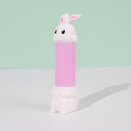 Hopeyhfm 4 Stück Einhorn Teleskoprohr Spielzeug, Kinder Telescopic Suction Cup, Lustiges Stretch Rohr Sensorik Spielzeug, Dehnbare Pop-Tubes, für kinderspielzeug Erwachsene (Kaninchen) von HOPEYHFM