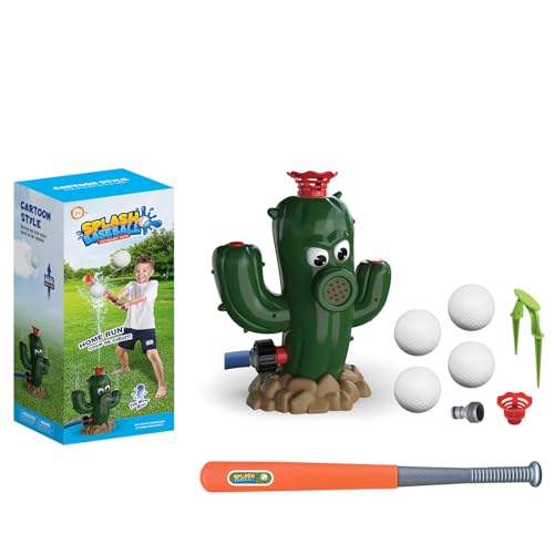 Hopeyhfm Kaktus rotierendes Wasserspray -Spielzeug, Kaktus -Sprinklerspielzeug mit Wackelrohr, Outdoor Sprinkler Kinder, Wasserspielzeug Garten Sprinkler, für Sommerspiel (Kaktus-Baseball-Set) von HOPEYHFM