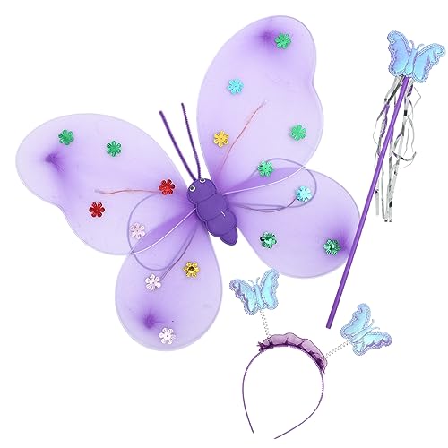 HORIALENCE 1 Satz Butterfly Fairy Kostümset mit Glitzerflügeln Kopfband Feenstab für Karneval Cosplay Partys Halloween Bühnenaufführungen HORIALENCE 1 Satz Butterfly Fairy Kostümset mit Glitzerflügeln Kopfband Feenstab für Karneval Cosplay Partys Halloween Bühnenaufführungen von HORIALENCE