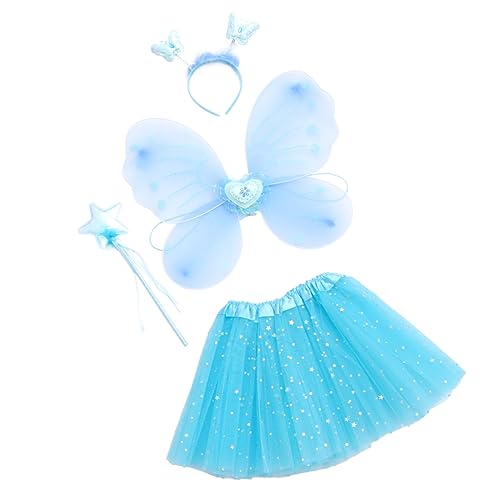 HORIALENCE 1 Satz Fairy Kostümset für Mädchen Teiliges Set mit Schmetterlingsflügeln Tüllrock Zauberstab und Haarreif Blau für Karneval Geburtstagsfeiern und Cosplay HORIALENCE 1 Satz Fairy Kostümset für Mädchen Teiliges Set mit Schmetterlingsflügeln Tüllrock Zauberstab und Haarreif Blau für Karneval Geburtstagsfeiern und Cosplay von HORIALENCE