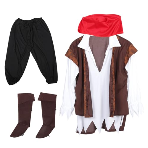 HORIALENCE 1Satz Piratenkostüm für Herren Cosplay Halloween Kostüm mit Requisiten für Rollenspiele und Kreative Fotos Outfit für Piratenpartys und Unvergessliche HORIALENCE 1Satz Piratenkostüm für Herren Cosplay Halloween Kostüm mit Requisiten für Rollenspiele und Kreative Fotos Outfit für Piratenpartys und Unvergessliche von HORIALENCE