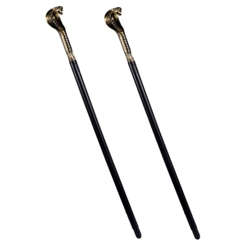 HORIALENCE 2 Stück Cosplay Gehstock mit Schlangenkopf Goldener Scepter Gehstock für Halloween Kostümparty und Bühnenaufführungen von HORIALENCE