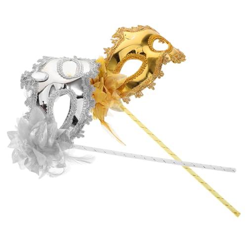 HORIALENCE 2 Stück Handheld Maske mit Stab Blumenmotiv für Damen Maskerade Maske für Hochzeiten Karneval Themenpartys Halloweengold HORIALENCE 2 Stück Handheld Maske mit Stab Blumenmotiv für Damen Maskerade Maske für Hochzeiten Karneval Themenpartys Halloweengold von HORIALENCE