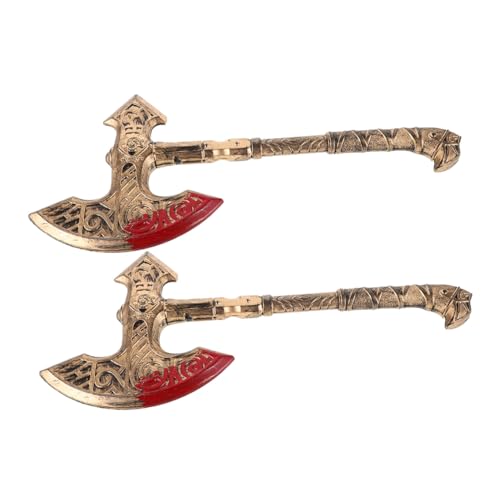 HORIALENCE 2 Stück Realistische Wikinger axt Kunststoff Goldfarben Detailreiche Mittelalter Robustes Cosplay Party Zubehör für Halloween und Ritter Verkleidung HORIALENCE 2 Stück Realistische Wikinger axt Kunststoff Goldfarben Detailreiche Mittelalter Robustes Cosplay Party Zubehör für Halloween und Ritter Verkleidung von HORIALENCE