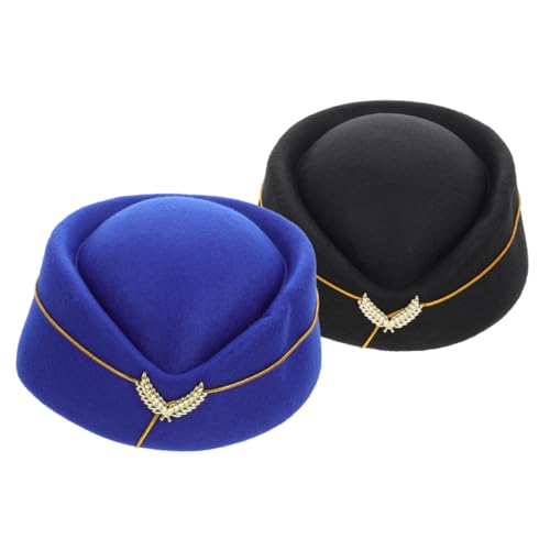HORIALENCE 2 Stück Stewardess Hut Cosplay Mütze für Flugbegleiterinnen Schwarze und Blaue Uniform Hüte für Kostümpartys und Auftritte und HORIALENCE 2 Stück Stewardess Hut Cosplay Mütze für Flugbegleiterinnen Schwarze und Blaue Uniform Hüte für Kostümpartys und Auftritte und von HORIALENCE