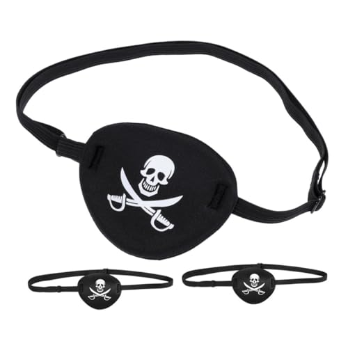 HORIALENCE 3 Stück Piraten Augenklappe Verstellbare Atmungsaktive Augenmaske mit Design für Cosplay Halloween und Partys Komfortabel und Langlebig HORIALENCE 3 Stück Piraten Augenklappe Verstellbare Atmungsaktive Augenmaske mit Design für Cosplay Halloween und Partys Komfortabel und Langlebig von HORIALENCE