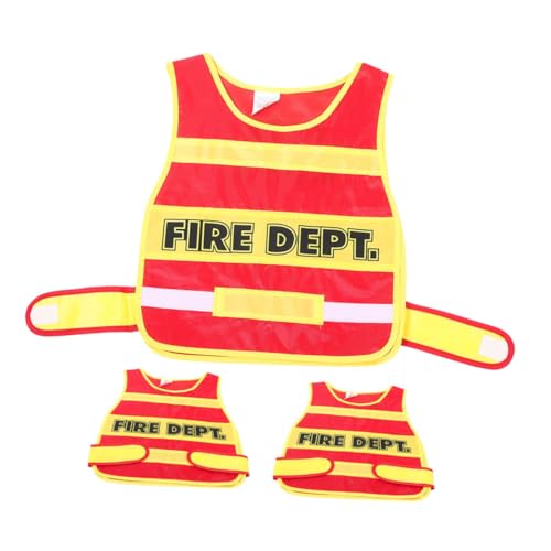 HORIALENCE 3 Stück Teiliges Feuerwehr Kostüm Atmungsaktive Sichere Feuerwehrweste für Kleinkinder Realistische Feuerwehr Uniform Geeignet für Rollenspiele Halloween und Geburtstagspartys von HORIALENCE