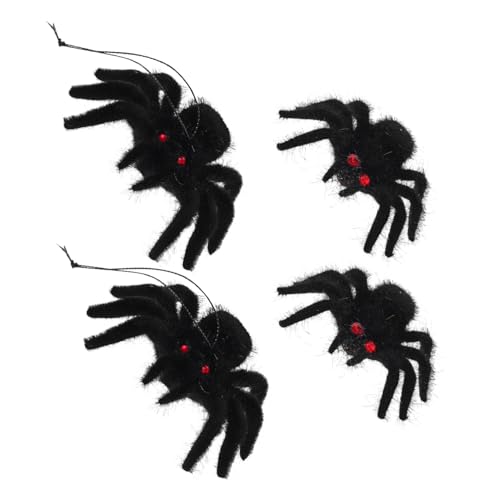 HORIALENCE 4 Stück Kunststoff-spinnenspielzeug: Gefälschte Realistische Spinnenfiguren, Action-Modell, Insektenspielzeug, Pädagogisches Lernen, Halloween-streich-Requisiten von HORIALENCE