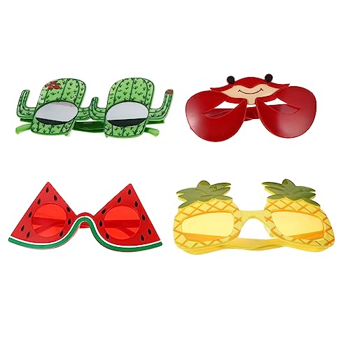 HORIALENCE 4stücke Teiliges Lustige Partybrillen Kreative Sonnenbrillen Einzigartigen Designs Wassermelone Krabbe Ananas Kaktus Für Erwachsene Für Kostümpartys Und Fotospaß von HORIALENCE