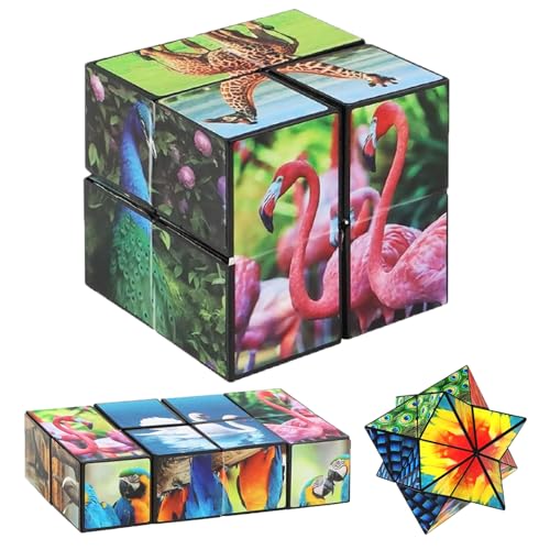HORREX Infinity Cube, Magic Cube Deformation Sternenwürfel Kinder Lernspielzeug Zauberwürfel Original Stressabbau, Magischer Würfel Tiermuster für Kinder Erwachsene Geburtstagsgeschenk von HORREX