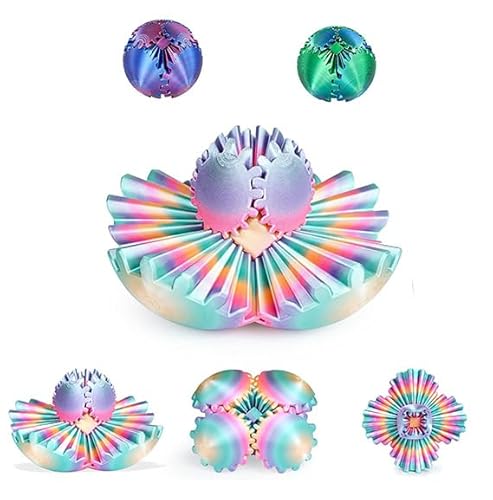 Zahnradball Zahnrad Kugel Fidget Toys 3D Gear Ball Adhs Spielzeug Zahnradkugel Fidget Toy Anti Stress Spielzeug Wiggly Toy Gear Ball 3D Gedrucktes Fidget für Kinder und Erwachsener (Regenbogen) von HORREX