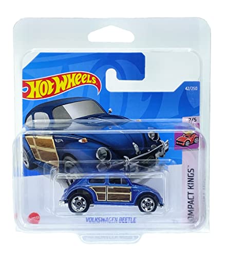 Hot Wheels Volkswagen Beetle (Blau) 2/5 Compact Kings 2022 - 42/250 (kurze Karte) *** Lieferung in einer Klasse Autohalterung *** HCV26 von Hot Wheels