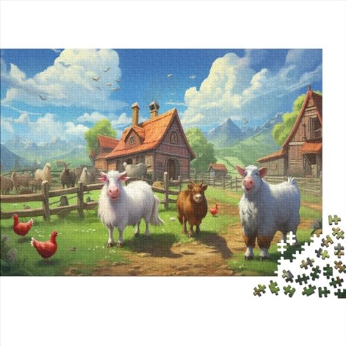 Bauernhof-Tiere Puzzle 1000 Teile Ab 9 Jahren, Erwachsenenpuzzle Mit Wimmelbild, Herausforderndes Geschicklichkeitsspiel Für Die Ganze Familie 1000pcs (75x50cm) von HOTGE