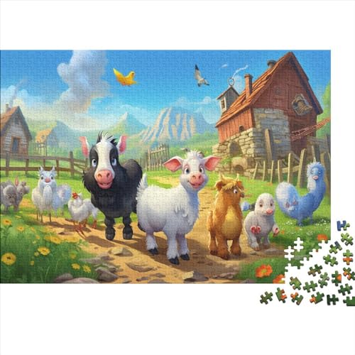 Bauernhof-Tiere Puzzle 1000 Teile Für Erwachsene, Jigsaw Puzzle, Einzigartiges Design-Spielzeug Für Pädagogisches Geschenk Für Jugendliche Und Kinder 1000pcs (75x50cm) von HOTGE