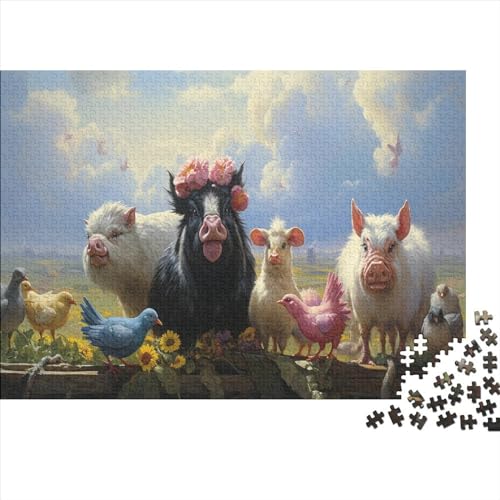 Bauernhof-Tiere Puzzle - 1000 Teile Puzzles Für Erwachsene Und Kinder Ab 14 Jahren Entworfen Für Familienspaß Hölzernes 1000pcs (75x50cm) von HOTGE