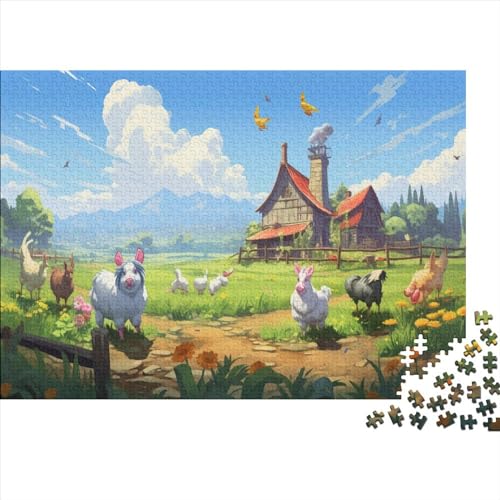 Bauernhof-Tiere Puzzles 1000 Teile, Classic Puzzle DIY Kit Holzspielzeug Unique Gift Home Decor Für Erwachsene Und Kinder 1000pcs (75x50cm) von HOTGE