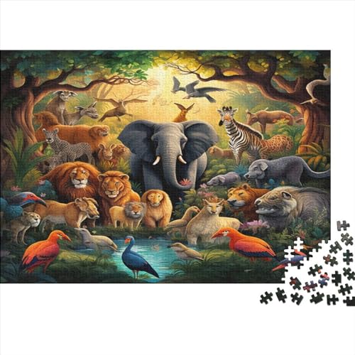 Dschungeltiere 1000 Teile Puzzles, Hölzernes Premium Quality, Für Erwachsene Und Kinder Ab 12 Jahren Puzzle, Farbig, 1000pcs (75x50cm) von HOTGE