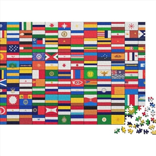 Flaggen der Welt Puzzle 1000 Teile Für Erwachsene, Jigsaw Puzzle, Einzigartiges Design-Spielzeug Für Pädagogisches Geschenk Für Jugendliche Und Kinder 1000pcs (75x50cm) von HOTGE