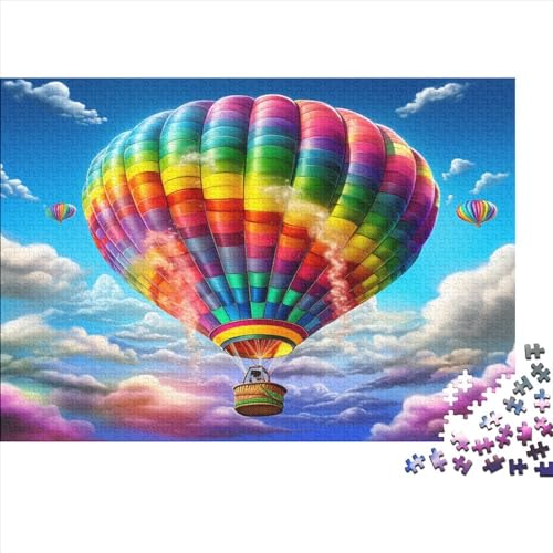 Heißluftballon Puzzle 300 Teile Ab 9 Jahren, Erwachsenenpuzzle Mit Wimmelbild, Herausforderndes Geschicklichkeitsspiel Für Die Ganze Familie 300pcs (40x28cm) von HOTGE