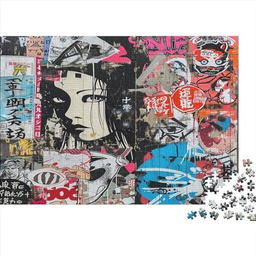 Japanische Graffiti Puzzle 1000 Teile Ab 9 Jahren, Erwachsenenpuzzle Mit Wimmelbild, Herausforderndes Geschicklichkeitsspiel Für Die Ganze Familie 1000pcs (75x50cm) von HOTGE