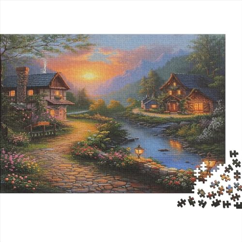 Landschaftsmalerei Puzzle 500 Teile Ab 9 Jahren, Erwachsenenpuzzle Mit Wimmelbild, Herausforderndes Geschicklichkeitsspiel Für Die Ganze Familie 500pcs (52x38cm) von HOTGE