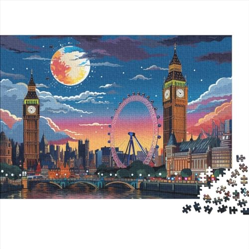 Londoner Stadtbild Puzzle 1000 Teile Ab 9 Jahren, Erwachsenenpuzzle Mit Wimmelbild, Herausforderndes Geschicklichkeitsspiel Für Die Ganze Familie 1000pcs (75x50cm) von HOTGE