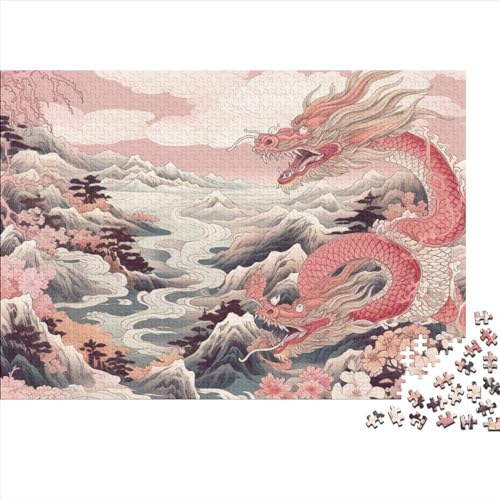 Orientalischer Drache Puzzles 300 Teile - Puzzle Mit Hölzernes Puzzle Für Erwachsene Und Kinder Ab 14 Jahren, Spiel Und Spaß Für Die Ganze Familie 300pcs (40x28cm) von HOTGE